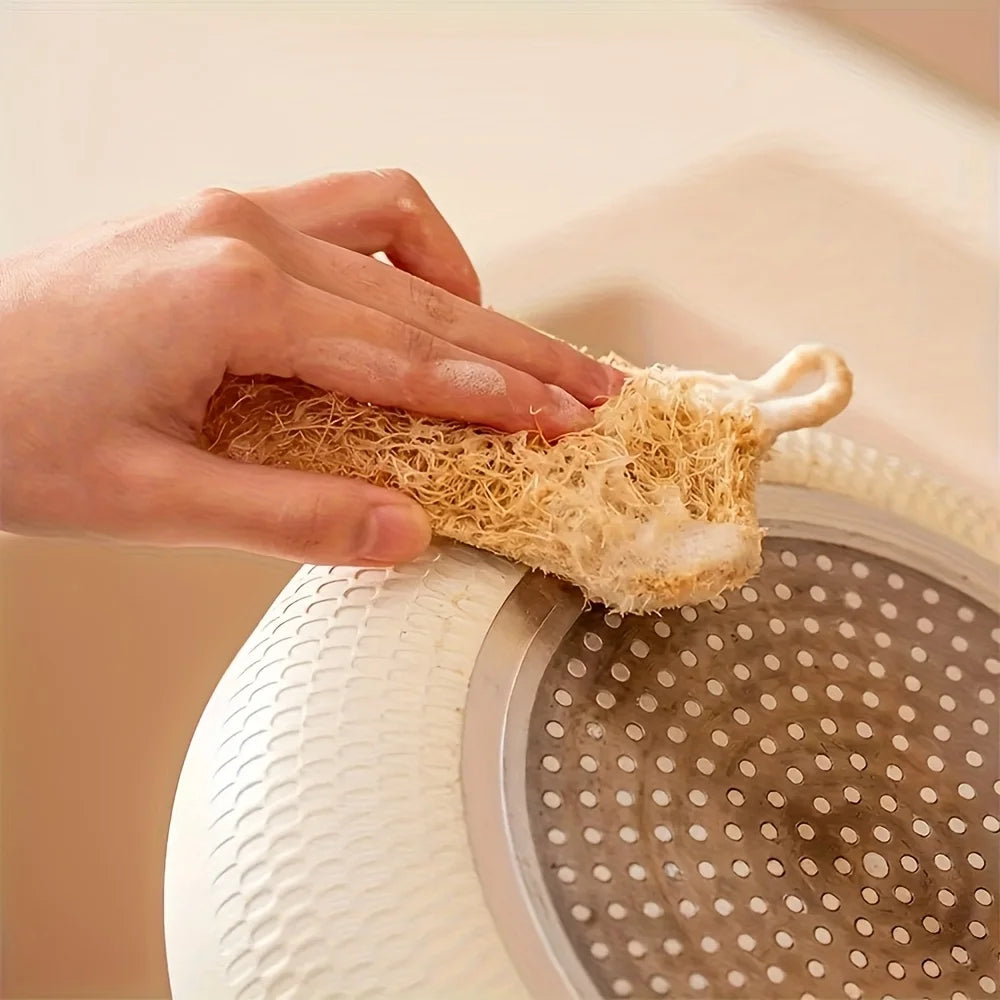 Natural Luffa Dishtowel Washing Cloth Sponge Loofah Scrub Pad Dish Pot Oil Stain Removing Scrubber Kitchen Clean Brushes Pad
