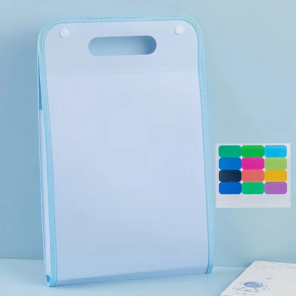 13 Layer A4 Handheld Vertical Folder Organ Bag Large Capacity Paper File PP Frosted Storage and Classification Expanding File
