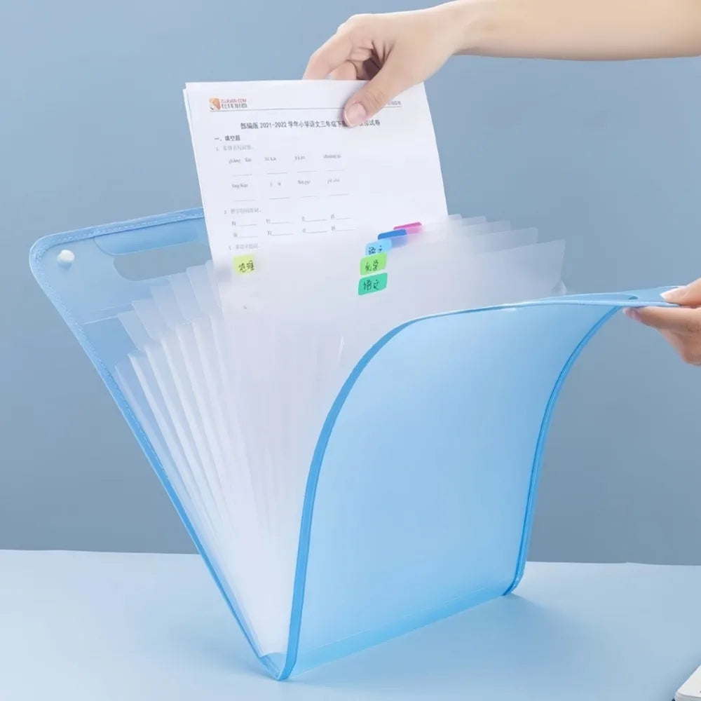 13 Layer A4 Handheld Vertical Folder Organ Bag Large Capacity Paper File PP Frosted Storage and Classification Expanding File