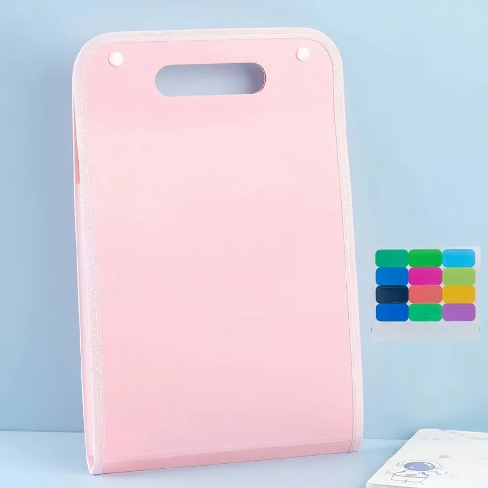 13 Layer A4 Handheld Vertical Folder Organ Bag Large Capacity Paper File PP Frosted Storage and Classification Expanding File