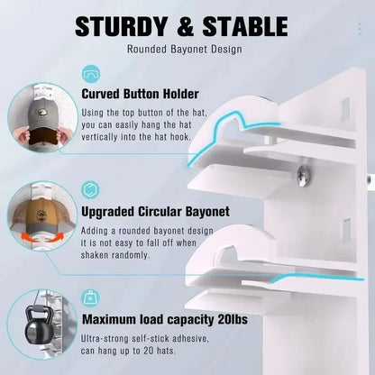 10-Grid Wall Mounted Cap Rack, Space Saving Hat & Towel Holder for Closet Organization, Baseball Cap Hanger
