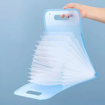 13 Layer A4 Handheld Vertical Folder Organ Bag Large Capacity Paper File PP Frosted Storage and Classification Expanding File